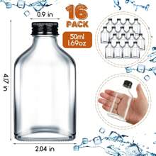 16/3 paquetes, botellas de vidrio transparente pequeñas de 1.7oz/50ml, 3.4oz/100ml, 6.8oz/200ml con tapas, botellas redondas de Boston de 50ml para pociones, jugos, ginebra, aceites, líquidos - SIN FUGAS