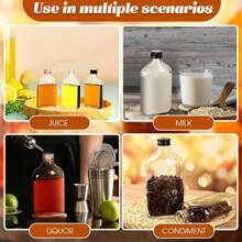 16/3 paquetes, botellas de vidrio transparente pequeñas de 1.7oz/50ml, 3.4oz/100ml, 6.8oz/200ml con tapas, botellas redondas de Boston de 50ml para pociones, jugos, ginebra, aceites, líquidos - SIN FUGAS