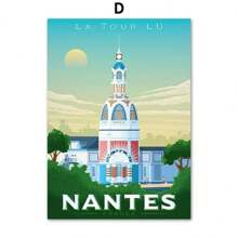 1PC Tranh minh họa phong cảnh thành phố du lịch nhiều màu sắc Tranh vải Canvas Pháp Đẹp Paris Monaco Nantes Poster Nghệ thuật Bắc Âu Trang trí phòng treo tường Không có khung - nhiều màu - Xem 10
