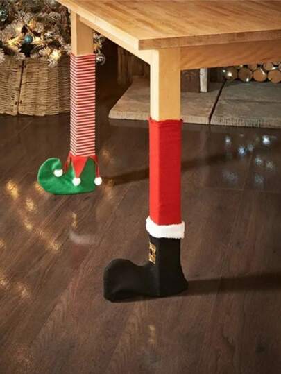 4个/2个圣诞老人椅腿套，圣诞餐桌椅装饰，可重复使用的椅腿套，适用于客厅、餐厅、节日装饰