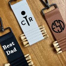 Golftaslabel Gepersonaliseerde golfteehouder Golfcadeau voor mannen Gepersonaliseerd bruidegomcadeau Leren golflabel Aangepast golfaccessoirecadeau voor golfer