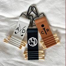 Golftaslabel Gepersonaliseerde golfteehouder Golfcadeau voor mannen Gepersonaliseerd bruidegomcadeau Leren golflabel Aangepast golfaccessoirecadeau voor golfer