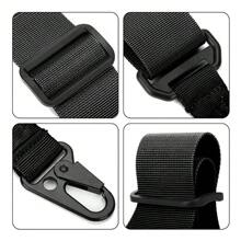 MEFENY Correa de rifle de dos puntos con ajustador de longitud, correa tradicional con gancho metálico para exteriores,Portafusil táctico Bungee de 2 puntos, correa militar de caza,Correa de rifle de 2 puntos con montajes giratorios QD, correa elástica tradicional de dos puntos con herrajes metálicos, correa de arma ajustable de cinta extra larga,Correa de rifle de dos puntos - Táctica, longitud ajustable, gancho metálico para exteriores (Negra) - Negro - Ver 7