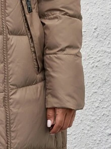 GASMAN Women's Solid Color Long Sleeve Zip-Up Hooded Long Casual Padded Coat, Winter