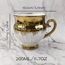 1 件白色镀金陶瓷杯，容量 200-240 毫升，适合在家或返校时喝咖啡、茶、饮用水 - 彩色 - 查看 8