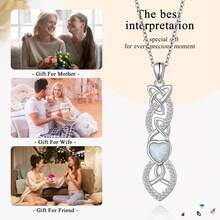 1 chiếc vòng cổ mặt dây chuyền hình trái tim bằng đá quý Cubic Zirconia nhân tạo S925 Celtic Knot, hộp quà trang sức cho phụ nữ, thích hợp làm quà tặng lễ hội, tiệc cưới & tiệc tùng Valentine - Bạc - Xem 3