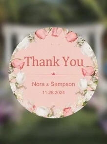 35pc Customized Circular Wedding Stickers, Personalized Circular Label Stickers, Customized Name, Date, Thank You Stickers, Personalized Design Wedding Labels, Wedding Specific Customized Stickers