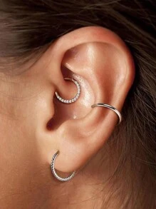 3 Pcs Stainless Steel Nose Rings Hoop For Women 18G Clicker Hinged Segment Septum Lip Nose Rings Helix Cartilage Conch Rook Earrings Piercing Jewelry