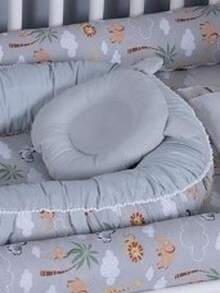 Pompom Crib Reducer Nest Baby Maternity - 淺灰色 - 查看 3