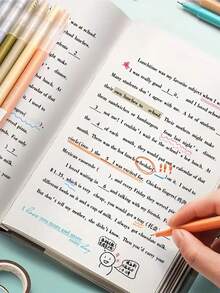 柔和色彩笔和纤维刷套装，适合日记，多色，适合儿童和学生 - 彩色 - 查看 9