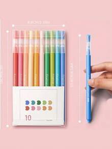 柔和色彩笔和纤维刷套装，适合日记，多色，适合儿童和学生 - 彩色 - 查看 2