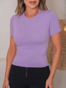 KIT 5 Women's Baby Look T-Shirts Basic Blouses Blouses T-Shirts - Fresh Plain Babylook Round Neck Shirts - BỘ 1 - Xem 11