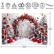 1pc Red Candy Cane Christmas Theme 1st Birthday Backdrop, Photography Background Hanging Cloth