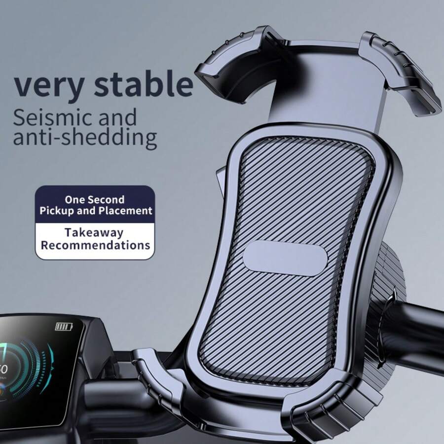 1 件车载手机支架摩托车手机支架电动自行车车把导航手机支架兼容 iPhone、Android 和其他手机设备 - 黑色 - 查看 1