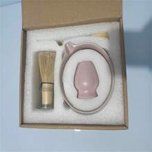 Japanese Matcha Tea Ceremony Set -4 Pieces Ceramic Bowl, Bamboo Mixer And Brush, Matcha Whisk Stand Set, Faux Pearl Packaging, Suitable For Halloween/Christmas And Other Holiday Gifts,Matcha Set Back To School