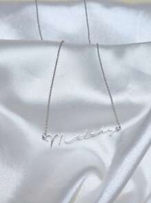 1 件金银玫瑰金定制个性化简约名字项链，定制名字项链珠宝，送给她的礼物，生日礼物，送给她的伴娘礼物母亲节礼物圣诞礼物母亲礼物 - 彩色 - 查看 5