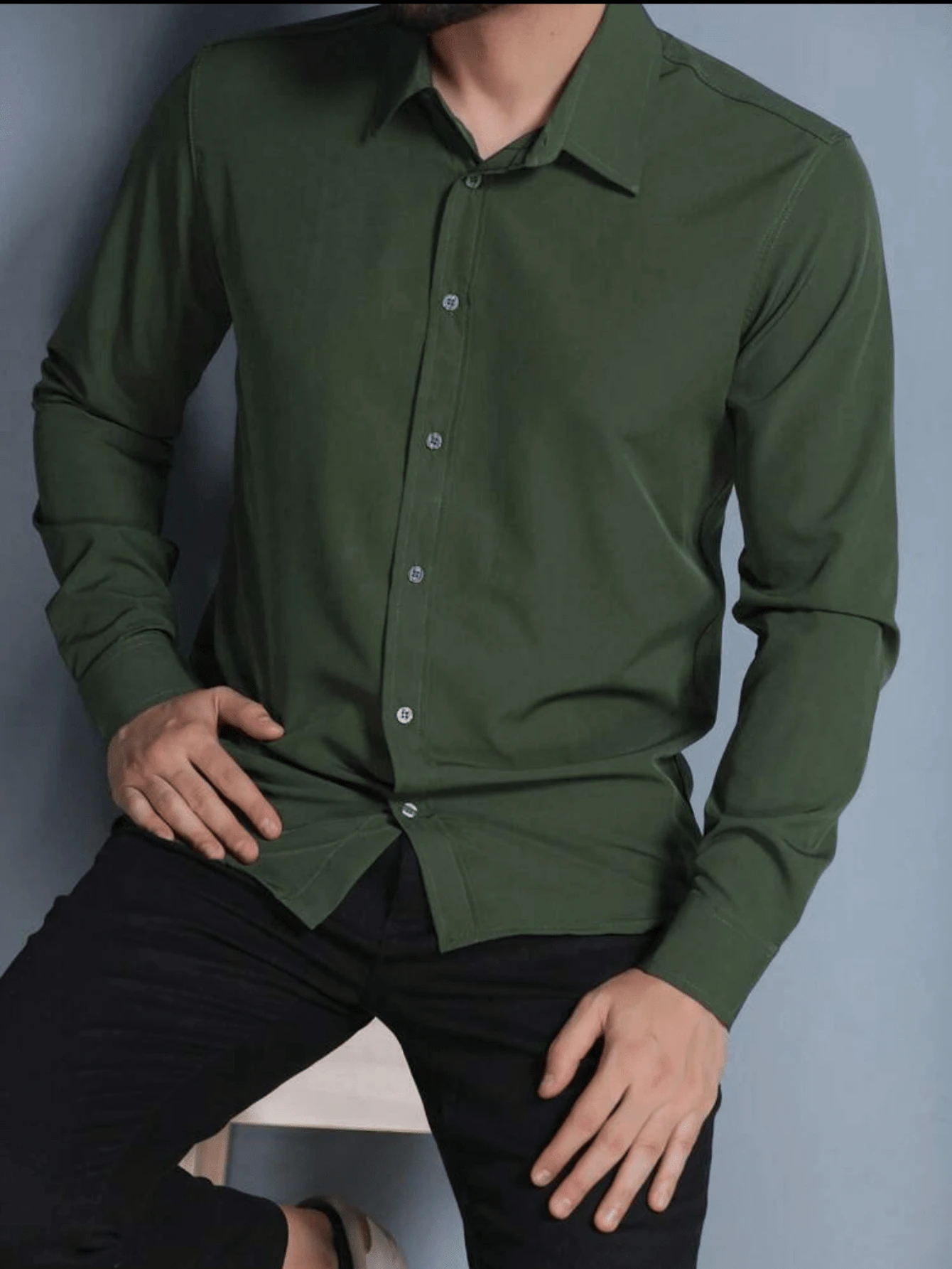 Men Shirts - 軍綠色 - 查看 1