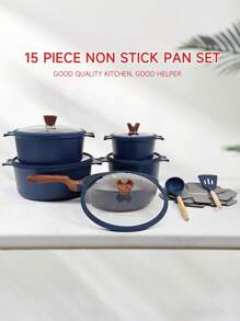 2-15 Stücke Neues Modell Anti-Verbrüh-Antihaftpfanne aus Aluminium-Topf-Druckguss-Set mit Deckel, Mehrzweck-Küchenset, geeignet für Kochtöpfe und Bratpfannen im Haushalt, verwendbar für Gas- und Induktionsherde