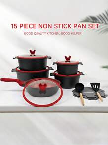 2-15 Stücke Neues Modell Anti-Verbrüh-Antihaftpfanne aus Aluminium-Topf-Druckguss-Set mit Deckel, Mehrzweck-Küchenset, geeignet für Kochtöpfe und Bratpfannen im Haushalt, verwendbar für Gas- und Induktionsherde