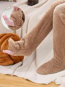 1 Đôi tất cao đến đầu gối mềm mại, ấm áp cho mùa thu/đông dành cho nữ - Màu Khaki - Xem 2