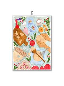 1 pezzo Quadro su tela con dipinto di regalo invernale natalizio, di un camino, motivi scandinavi, per decorazione della parete del soggiorno senza cornice