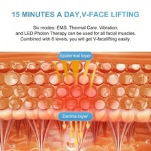 Electric EMS Face Lifting Machine Microcurrent 12 Gears Facial Massager Vibration Slimming Firming V-Face Lift Device 650mAh - White - View 8