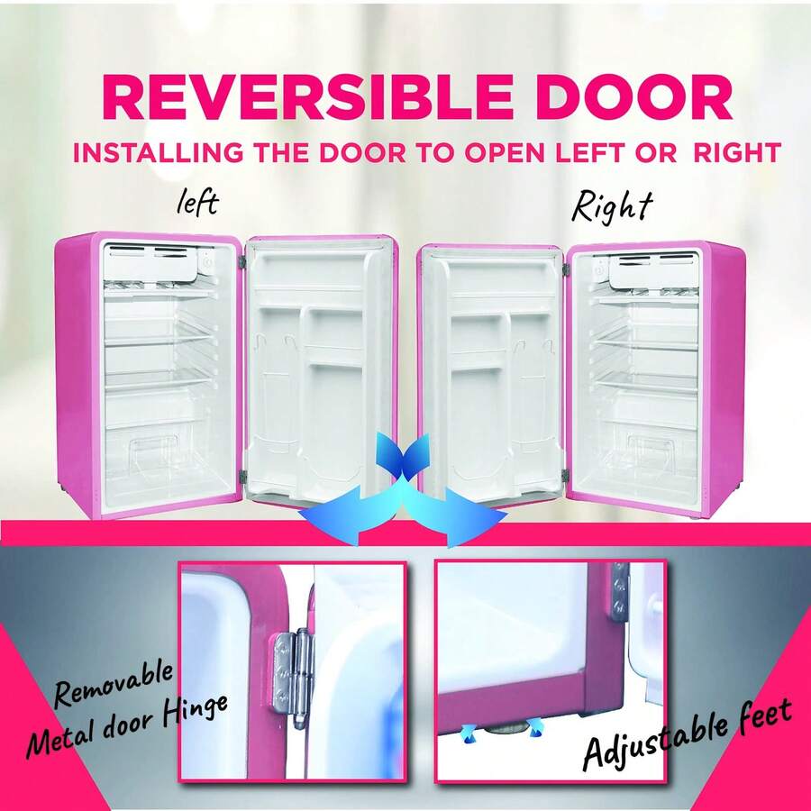 3.2 Cubic Feet White Retro Compact Rounded HighEnd Mini Refrigerator