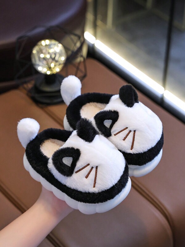 Cute Cartoon Kitten Autumn And Winter New Children's Plush Slippers For Indoor And Outdoor Leisure, Comfortable, Non Slip, Soft Bottom, Warm Home Slippers