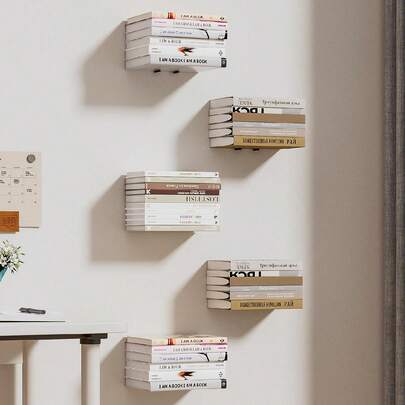 Bộ 1/2/4 kệ sách treo tường hiện đại, kệ lưu trữ đa chức năng gắn tường, phù hợp cho nhà ở, văn phòng và phòng học - Không cần điện.