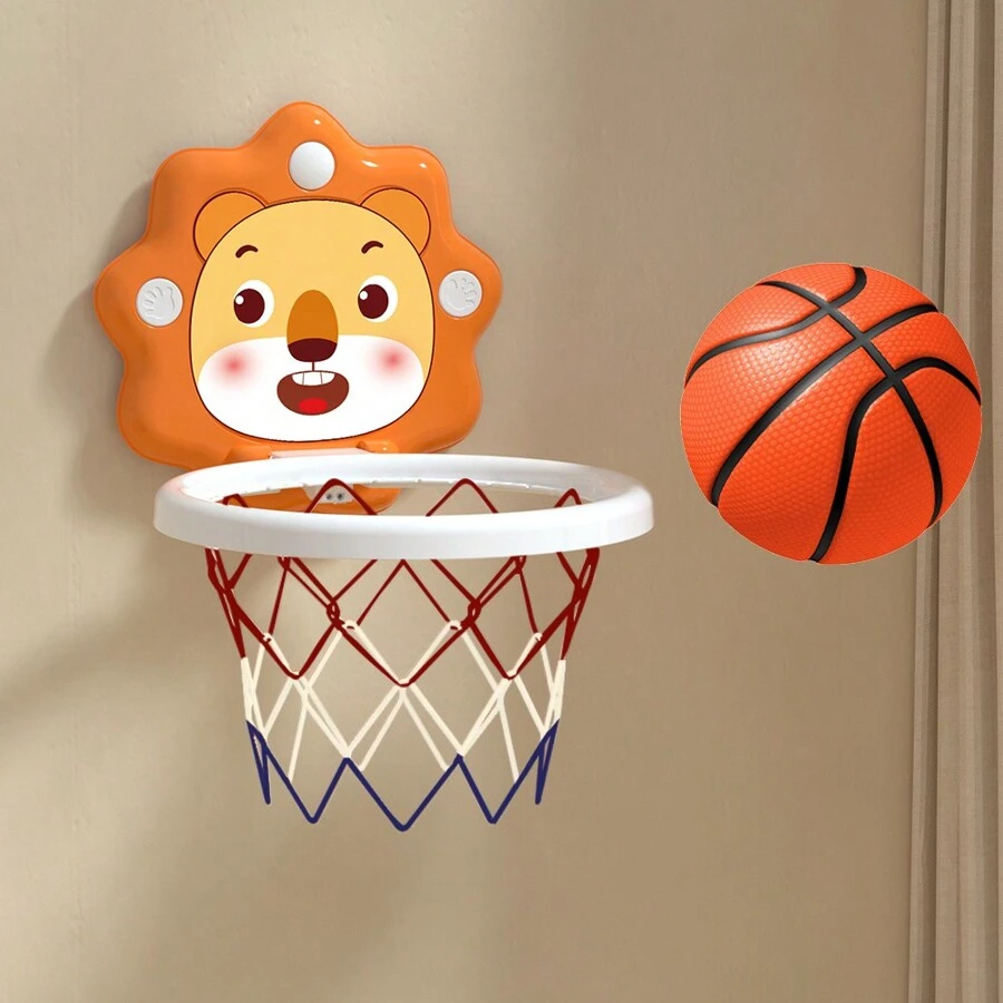 1入組兒童橙色卡通獅面籃球板，可摺疊和便攜，帶有吸盤輕鬆安裝，附帶一個泵和軟充氣籃球，有助於提高手眼協調能力，促進身體發育，培養兒童籃球才能，是作為男孩第一個生日禮物或室內/室外/浴室遊戲的理想選擇。 - 橘色 - 查看 1