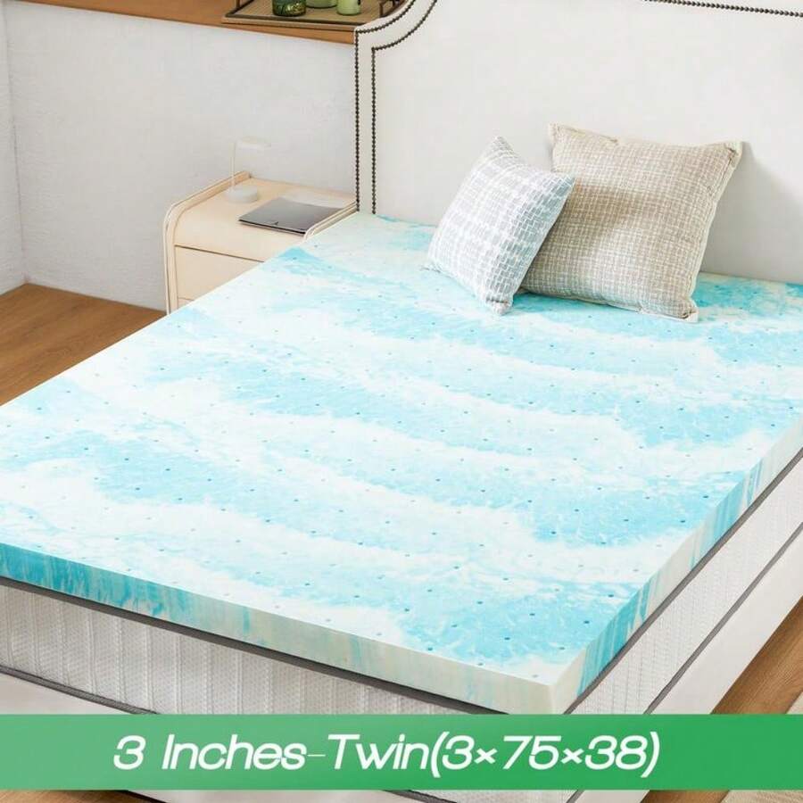 SweetFurniture Mattress Topper Memory Foam Cooling Gel Swirl Infused