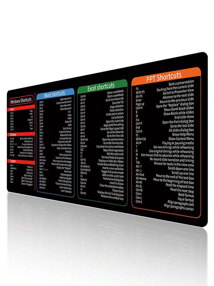 Bàn di chuột phím tắt Windows, Bàn di chuột Excel Cheat Sheet, Tăng năng suất với Office, Word, Excel & PPT, Chống trượt, Cạnh bền, Phù hợp với người dùng văn phòng mở rộng - Chuột Pad - Xem 10