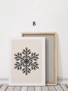 1/3 件带框帆布墙艺术海报“Ho Ho Ho”文字、雪花和圣诞树设计，现代简约圣诞装饰，打造时尚节日造型，可直接悬挂 - 彩色 - 查看 10