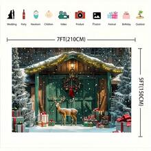 Phông nền chụp ảnh Giáng sinh mộc mạc - Thiết kế ván gỗ & cây thông Noel để trang trí tiệc ngày lễ và chụp ảnh chân dung trẻ em - Nhiều màu - Xem 3
