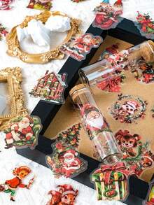 50 miếng dán cốc Giáng sinh sáng tạo, miếng dán trong suốt có các thành phần theo chủ đề Giáng sinh như Ông già Noel, Người tuyết, Người lùn, Thích hợp để trang trí tiệc ngày lễ, Trang trí cửa sổ, cửa tủ lạnh, Làm sổ lưu niệm tự làm - nhiều màu - Xem 2