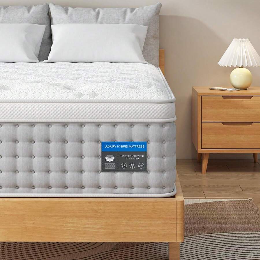 BedStory 12 Inch Queen King Size EuroTop Pocket Spring Firm Mattress