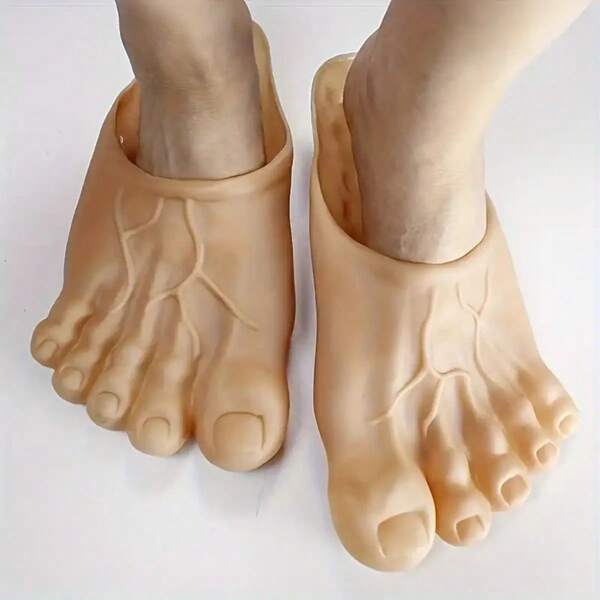 1pc Funny Giant Toe Slider Shoes, Prank Realistic Oversized Feet Shoes For Bare Feet, Green Giant Foot Sole Slippers, Role-Playing Giant Feet Props, Sandals, Beach Shoes, Oversized Toe Giant Foot Pad