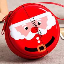 1 件马口铁零钱包迷你拉链耳机收纳袋精致硬币钥匙包收纳盒生日圣诞节 - 彩色 - 查看 8