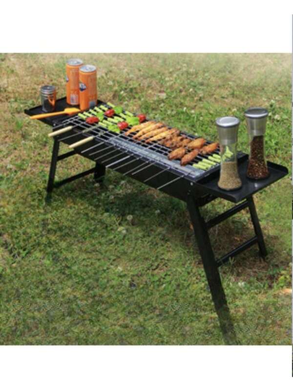 1 pièce, Grill à charbon de bois portable de 23 pouces, petit gril barbecue pliable, grill barbecue pliable pour l'extérieur, grils à charbon de bois en acier inoxydable, mini gril pour le voyage, barbecue extérieur camping, pique-nique, Noël, Halloween, Nouvel An Outils de barbecue de cuisine