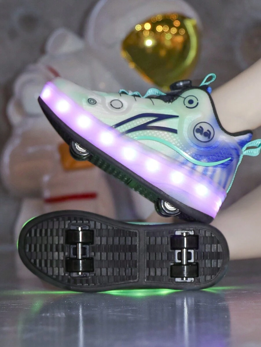 Unisex Roller Skate Shoes With Wheels, Charging Flashing Design, 4