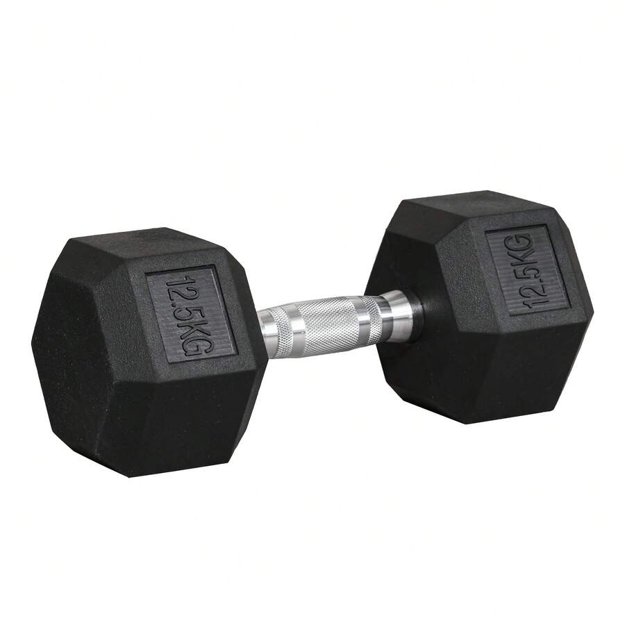 12.5KG Single Rubber Hex Dumbbell Portable Hand Weights