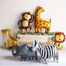 6pcs/2pcs Animal Foil Balloon Set - Large Animal Zoo Shape Balloon, Suitable For Birthday, Christmas, New Year Party, Ball Decoration, Multi Pack Aluminum Foil Balloon, Animal Theme Party Decor