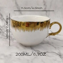 1 件白色镀金陶瓷杯，容量 200-240 毫升，适合在家或返校时喝咖啡、茶、饮用水 - 彩色 - 查看 14