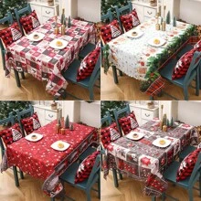 1 pezzo Nuovo tessuto decorativo natalizio, decorazione per feste natalizie, tovaglia con stampa creativa a cartoni animati natalizi per tavolo, lavabile in lavatrice, dimensioni 150*180cm per tavolo da pranzo natalizio