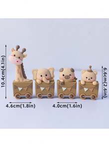 1 pièce Topper de gâteau mignon avec animal de bande dessinée, petit singe, girafe, cochon, éléphant, décoration de gâteau de bande dessinée, train coloré, décoration de gâteau avec drapeau amovible, convient pour l'anniversaire, la révélation du sexe, le baptême, décoration de gâteau, thème animal, réutilisable