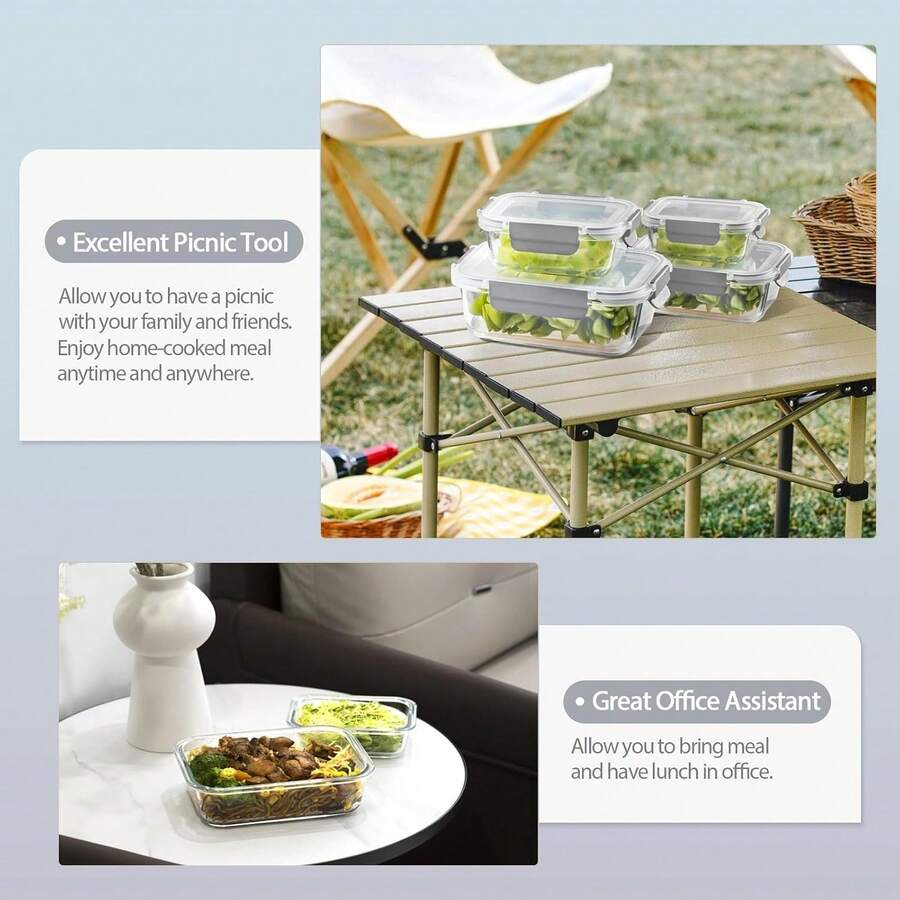 [10 Pack Glass Meal Prep Containers With Lids, Glass Food Storage