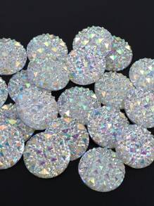 Set de 20 piezas/Paquete de Rhinestones de Resina Planos, Rhinestones de Resina Redondos Grandes de 20 mm, Gemas de Resina de Colores Blanco y Blanco AB para Manualidades DIY y Decoraciones de Prendas