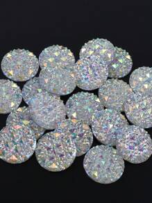 Set de 20 piezas/Paquete de Rhinestones de Resina Planos, Rhinestones de Resina Redondos Grandes de 20 mm, Gemas de Resina de Colores Blanco y Blanco AB para Manualidades DIY y Decoraciones de Prendas