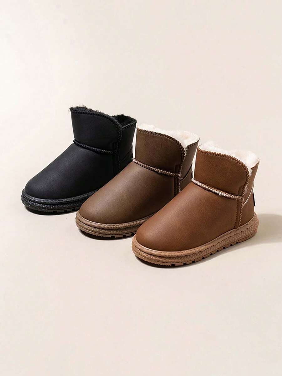 1 Paar Kinder Weiche Sohle rutschfeste, modische wasserdichte Schneestiefel mit dicker, thermisch gefütterter Ausstattung, geeignet für den Winter