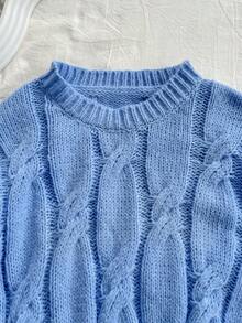 FOR BEAUTY 秋冬新款圆领纯色扭结长袖针织套头衫 女士宽松休闲百搭毛衣上衣 新年